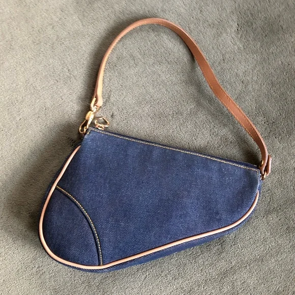 Dior | Bags | Christian Dior Fw Mini Saddle Bag In Dark Blue Denim 